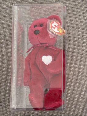 Rare TY Red Bear with White Heart Plush with errors